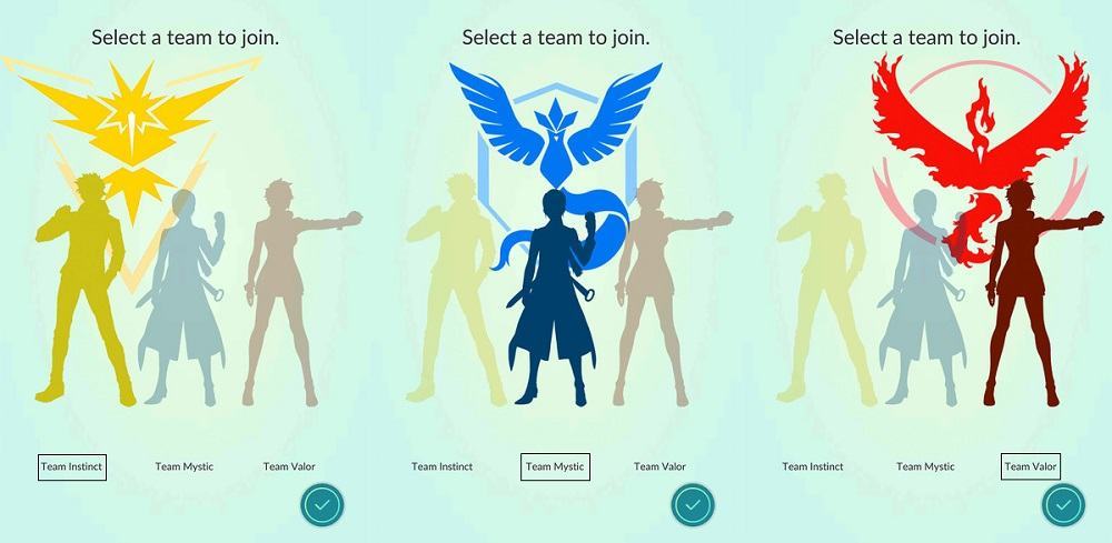 Pokemon-Go-teams Mystic Instinct Valor