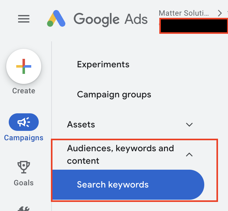 Google Ads Interface - Why Keywords Not Near Search Terms