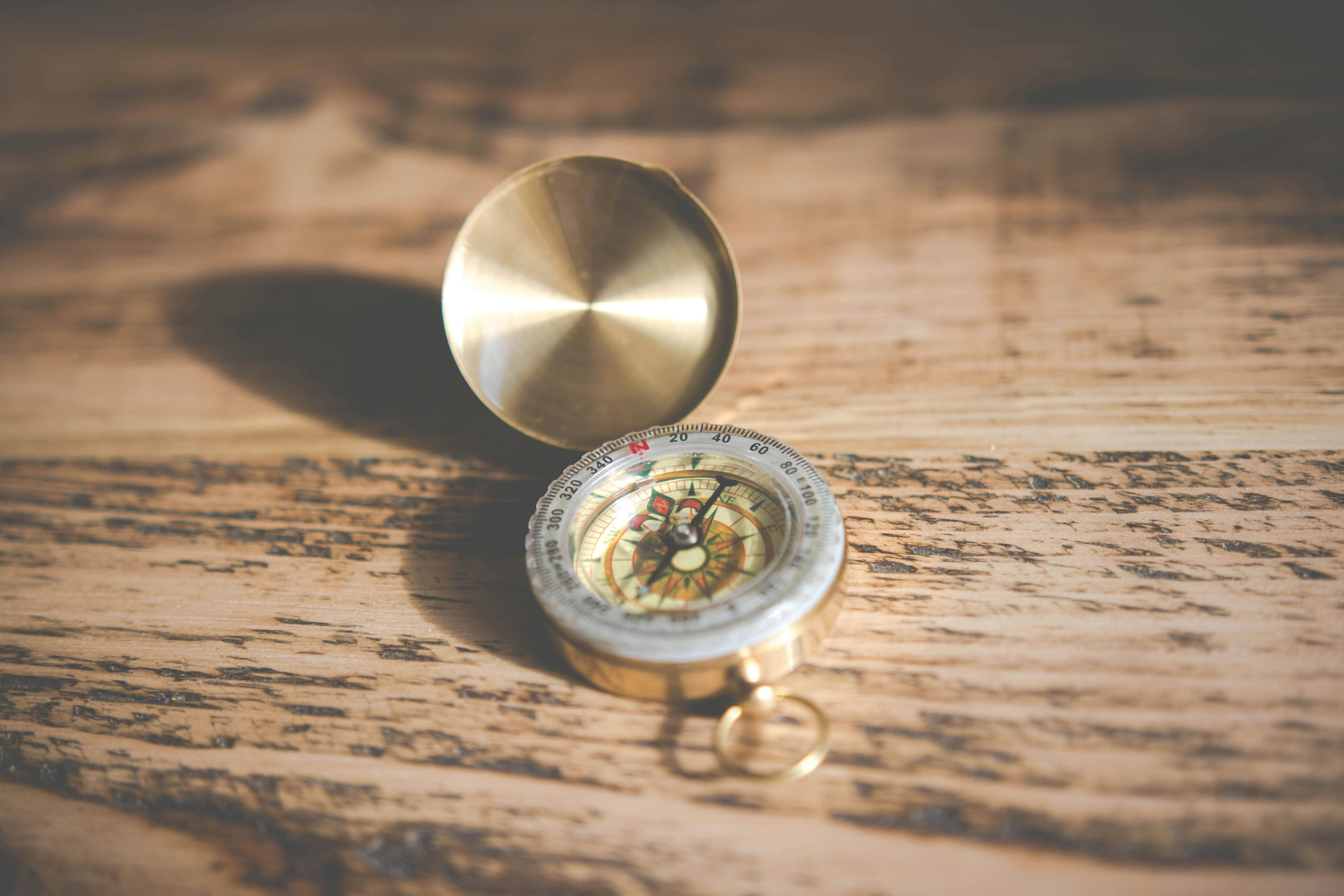 Vintage Compass on wooden table